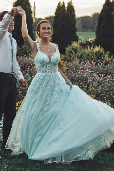 Off Shoulder Mint Green Lace Tulle Long Prom Dress, Mint Green Lace Formal Dress, Mint Green Evening Dress A1563