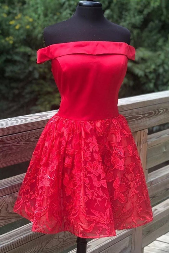 short red graduation dresses Red Spaghetti Straps Lace Appliques Short Formal Graduation Dresses trendtydresses