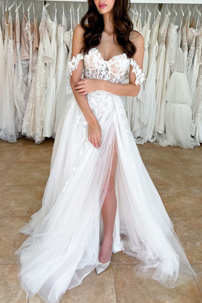 Off the shoulder white prom dress hotsell