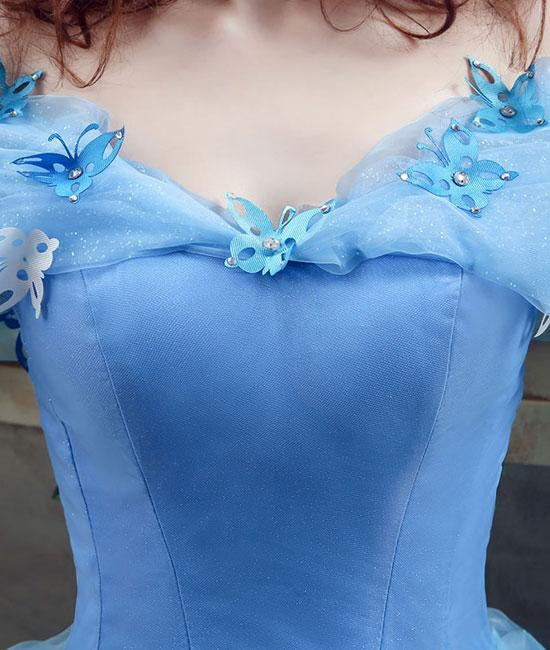 open lace back dress Off Shoulder Blue Tulle Long Prom Dress with Butterfly, Off Shoulder B –  abcprom