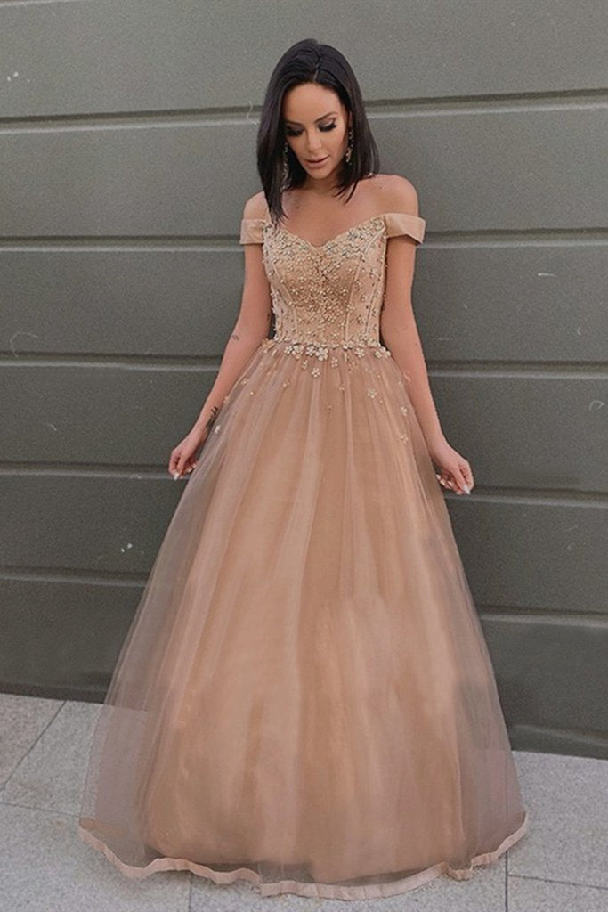 prom dresses champaign il A Line Open Back Champagne Lace Tulle Long Dress, Champagne Lace morievent you can choose the sizes 2 to 16 M2 Prom & Homecoming| Michelle's