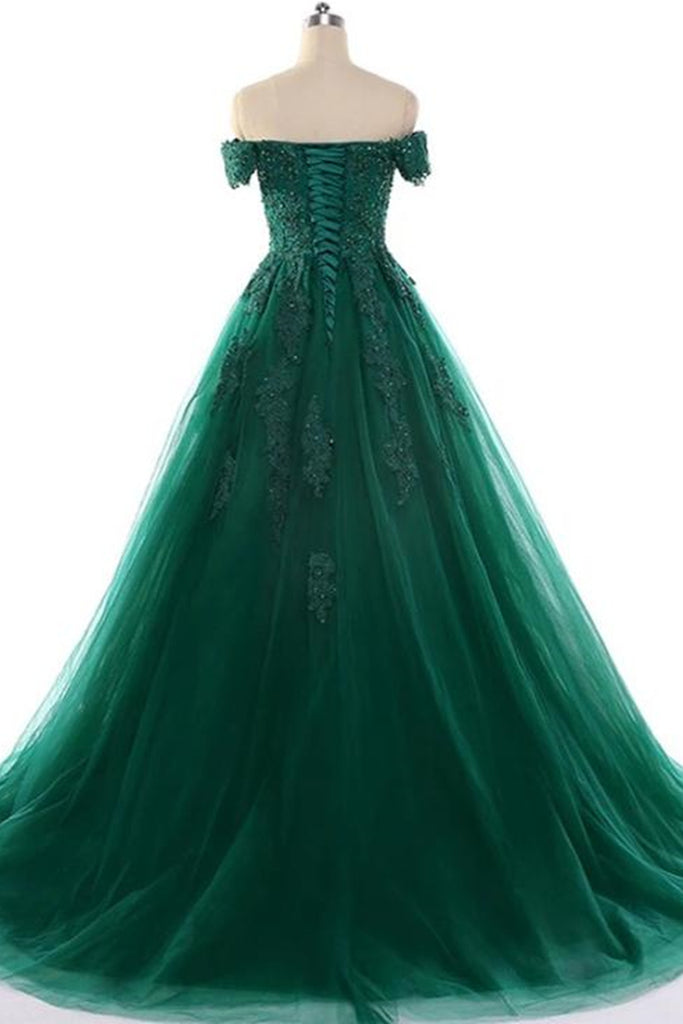 Off the Shoulder Dark Green Lace Long Prom Dress, Off Shoulder Dark Gr abcprom Off the Shoulder Dark Green Lace Long Prom Dress, Off Shoulder Dark Gr abcprom