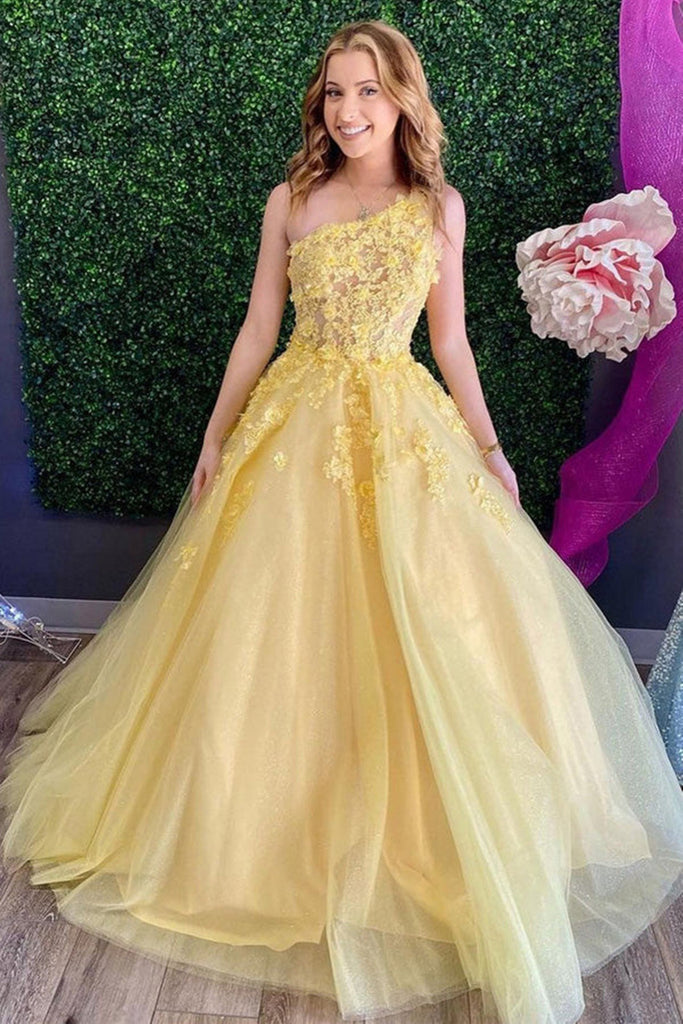 yellow lace formal dress Mermaid Sweetheart Tulle Lace Prom Dress, Yellow / 4