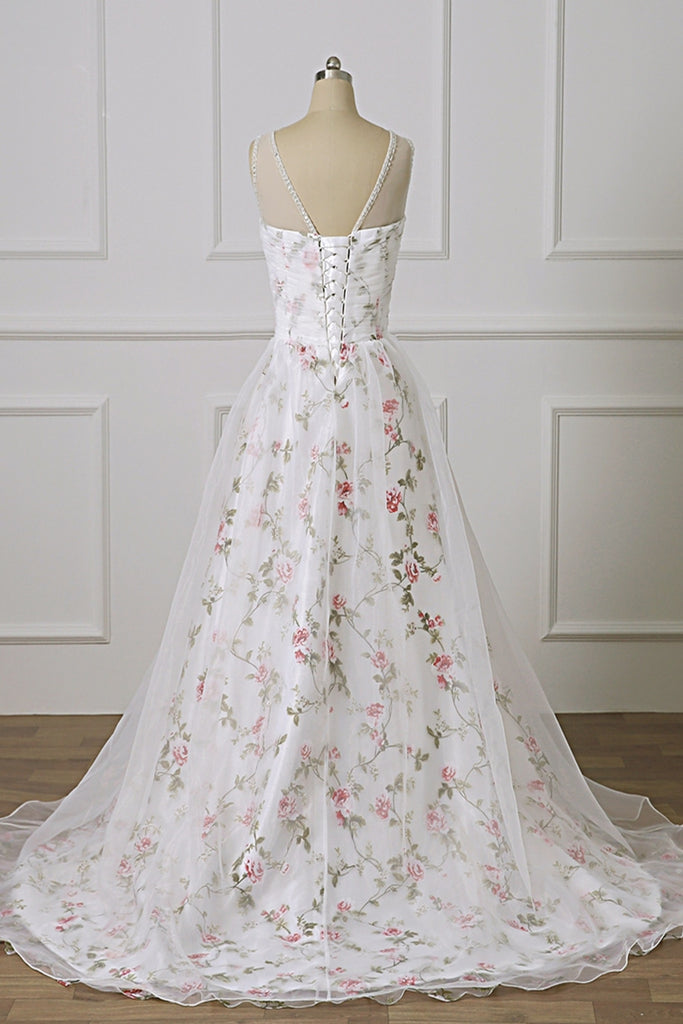 Open Back White Lace Long Prom Dress with Appliques, White Formal Grad abcprom Open Back White Lace Long Prom Dress with Appliques, White Formal Grad abcprom