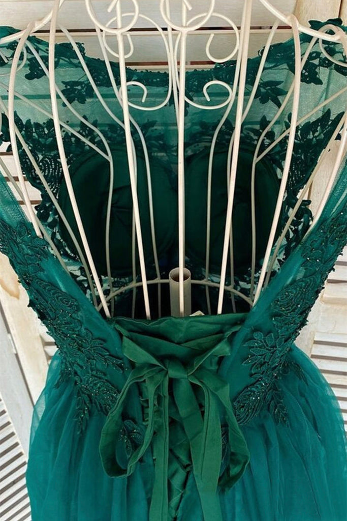 Round Neck Beaded Green Lace Short Prom Homecoming Dress, Short Green –  abcprom