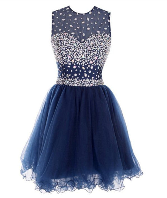 Round Neck Short Dark Blue Prom Dresses, Short Dark Blue Homecoming Dr abcprom Round Neck Short Dark Blue Prom Dresses, Short Dark Blue Homecoming Dr abcprom