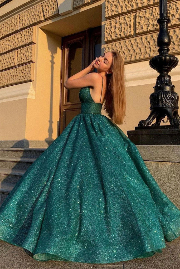 Shiny V Neck Dark Green Long Prom Dress, Sparkly Dark Green Formal Gra abcprom Shiny V Neck Dark Green Long Prom Dress, Sparkly Dark Green Formal Gra abcprom