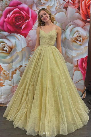 Shiny V Neck Golden Sequins Long Prom Dress, V Neck Golden Formal Dress, Sparkly Golden Evening Dress
