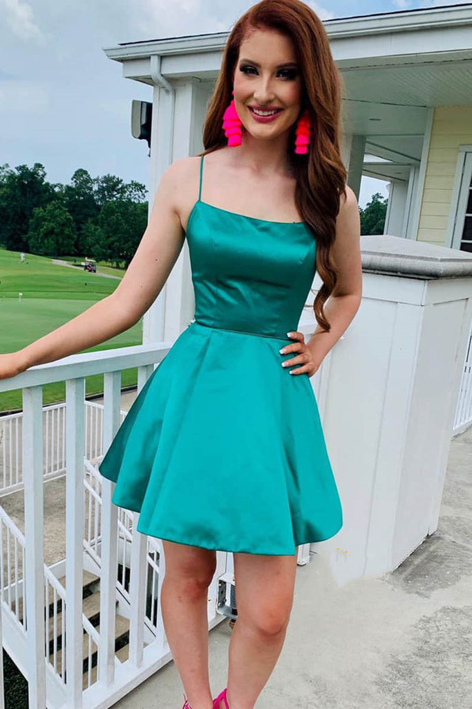 green satin homecoming dress Dress: Stylish Mini Short... From Luxyfashion, $98.24 Size 30 Zapaka Women Sparkly Homecoming Dress