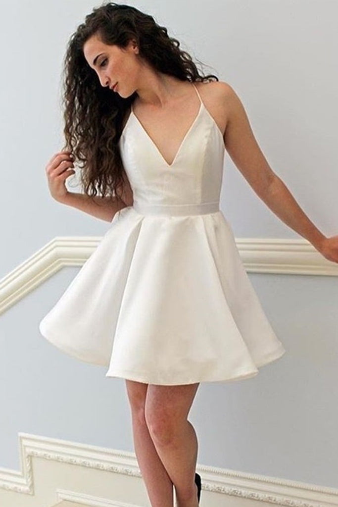Simple V Neck Ivory Short Prom Homecoming Dresses, Ivory Formal Gradua abcprom Simple V Neck Ivory Short Prom Homecoming Dresses, Ivory Formal Gradua abcprom