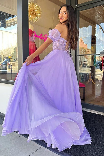 Strapless Sweetheart Neck Purple Lace Long Prom Dress, Lavender Lace Formal Dress, Lilac Evening Dress A1784