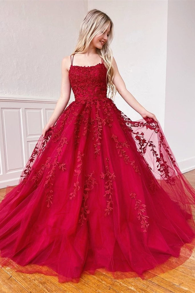 Stylish Burgundy Lace Long Prom Dress 2020, Long Burgundy Lace Formal Graduation Evening Dress