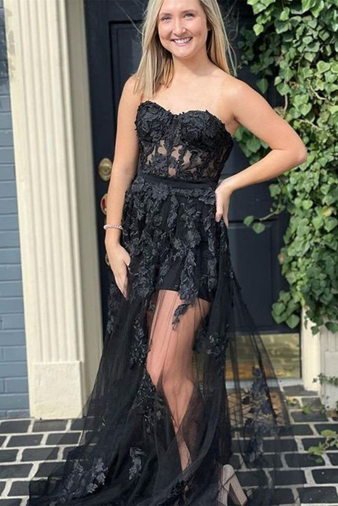 Sweetheart Neck Black Lace Long Prom Dress, Black Lace Formal Dress, S abcprom Sweetheart Neck Black Lace Long Prom Dress, Black Lace Formal Dress, S abcprom
