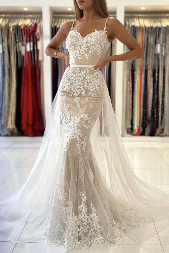 Sweetheart Neck Mermaid Champagne Lace Prom Dress, Champagne Lace Form abcprom Sweetheart Neck Mermaid Champagne Lace Prom Dress, Champagne Lace Form abcprom