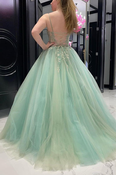 Sweetheart Neck Mint Green Lace Tulle Long Prom Dress, Mint Green Lace Formal Dress, Mint Green Evening Dress A1487