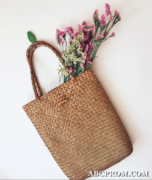 Handmade Beach Weave Bag, Simple Shoulder Bag, Weave Grass Handbag, Weave Grass Shoulder Bag