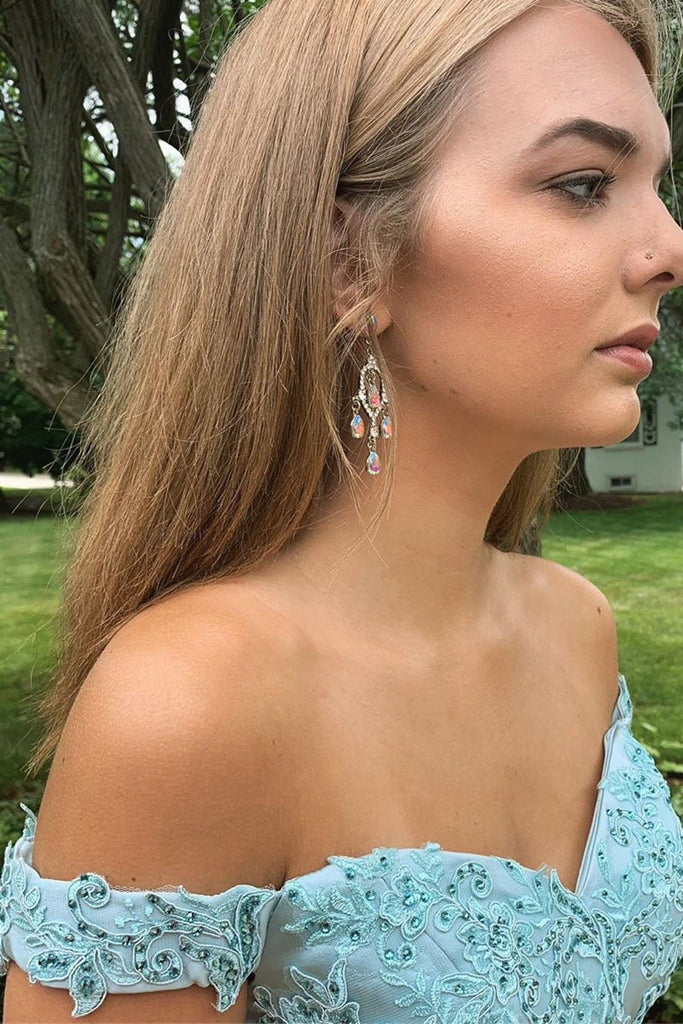 Two Piece Off Shoulder Beaded Lace Short Blue Prom Dress Homecoming Dr abcprom Two Piece Off Shoulder Beaded Lace Short Blue Prom Dress Homecoming Dr abcprom