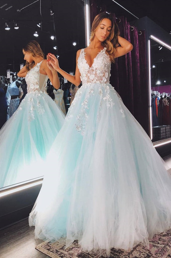 V Neck Backless Teal Lace Foral Long Prom Dresses, Open Back Teal Lace Formal Evening Dresses V Neck Backless Teal Lace Foral Long Prom Dresses, Open Back Teal Lace Formal Evening Dresses
