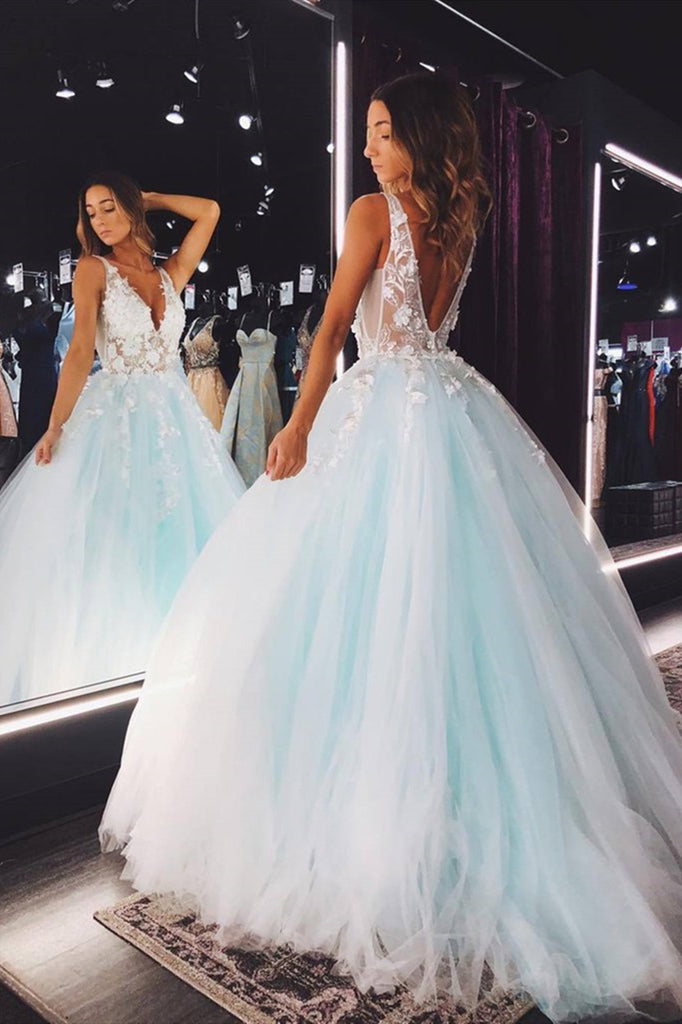 V Neck Backless Teal Lace Foral Long Prom Dresses, Open Back Teal Lace abcprom V Neck Backless Teal Lace Foral Long Prom Dresses, Open Back Teal Lace abcprom