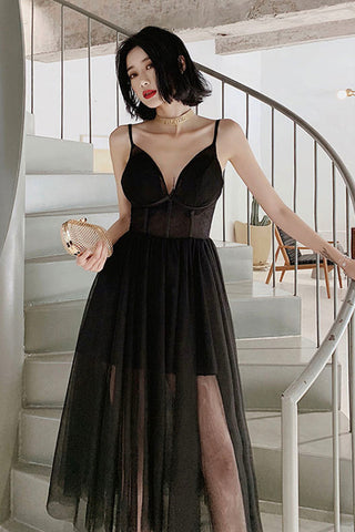 Shiny V Neck Black Sequins Short Prom Dress, V Neck Black Homecoming D –  abcprom