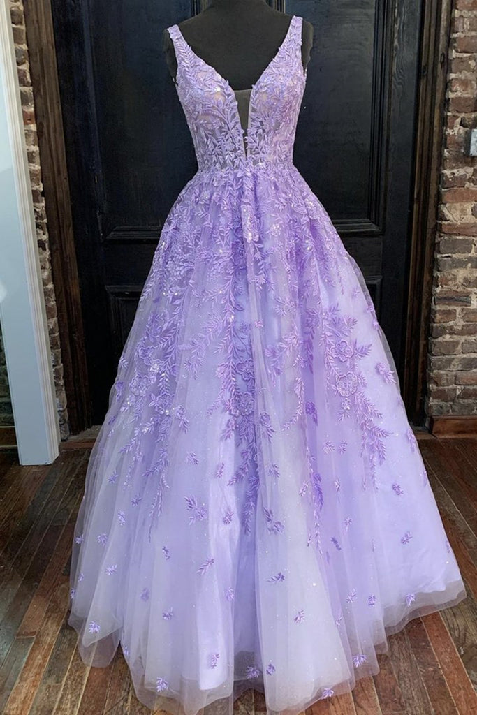 V Neck Purple Lace Long Prom Dress, Long Purple Lace Formal Dress, Lil abcprom V Neck Purple Lace Long Prom Dress, Long Purple Lace Formal Dress, Lil abcprom