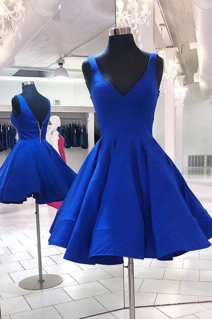 blue homecoming dress long A-Line Sweetheart Homecoming Dress, Royal Blue / 14