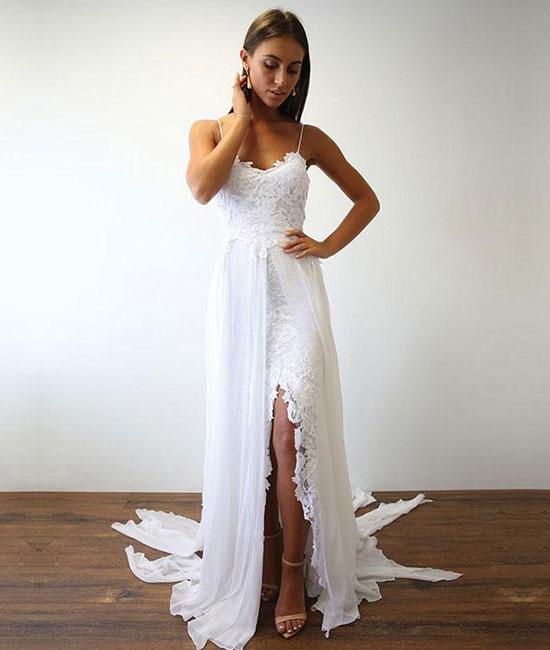 White Backless Tulle Lace Prom Dress, White Wedding Dress, Backless Ev abcprom White Backless Tulle Lace Prom Dress, White Wedding Dress, Backless Ev abcprom